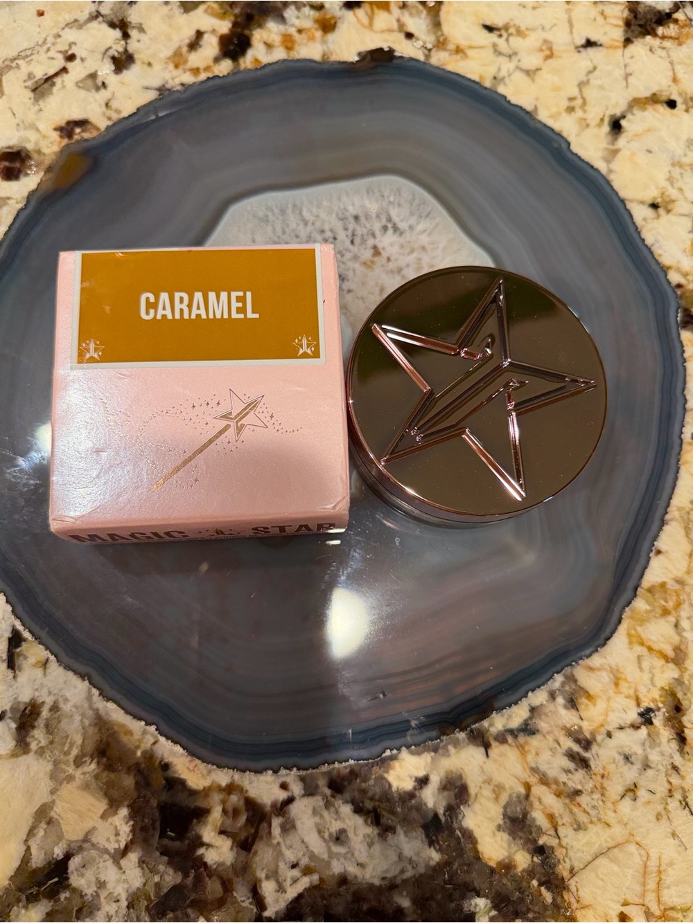 Jeffree Starr Caramel Face Powder Bronzer Highlighter Rose Gold Star Lid